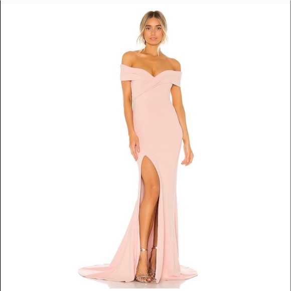 Nookie Dresses & Skirts - NOOKIE/ pink off shoulder Neptune gown slit leg
